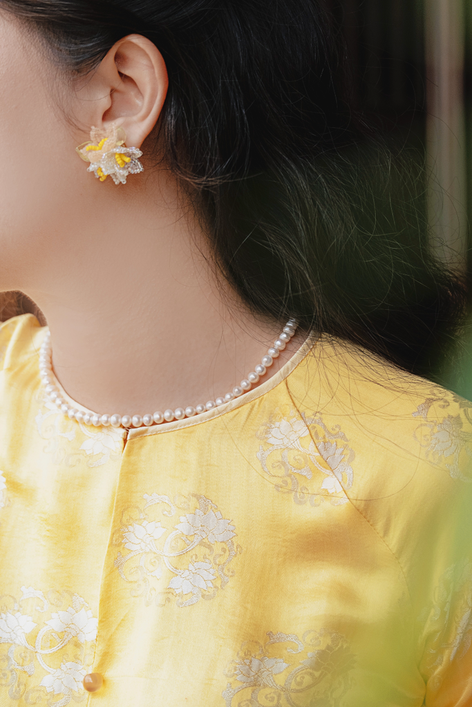 Áo bà ba lụa tơ tằm Phượng Liên - Vàng nắng