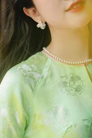 Hoa tai NK-189 hoa đá trắng phối xanh ngọc