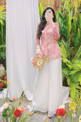 Áo bà ba Cách tân Út Hoa - Hồng cánh đồng hoa