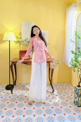 Áo bà ba Cách tân Út Hoa - Hồng cánh đồng hoa