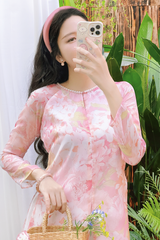Áo bà ba Cách tân Út Hoa - Hồng hoa trà