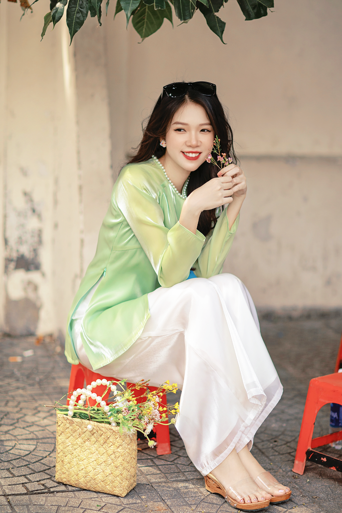 Áo bà ba Cách tân Út Xinh - Xanh cốm