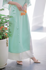 Áo dài Bách Hoa Thêu tay Hương Lài - Xanh ngọc