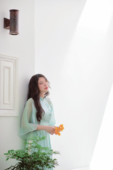 Áo dài Bách Hoa Thêu tay Hương Lài - Xanh ngọc