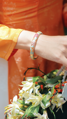 Áo dài Truyền thống Gấm Khuê Gia - Cam lụa