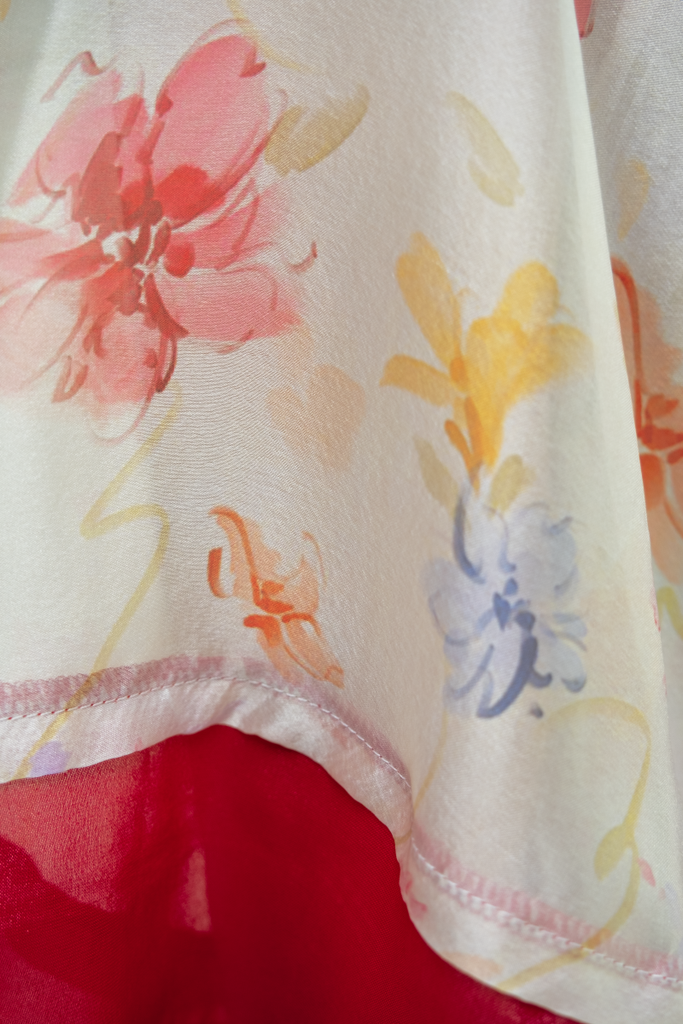 Áo dài Phương Hoa Xuân - Đỏ đô hoa kem