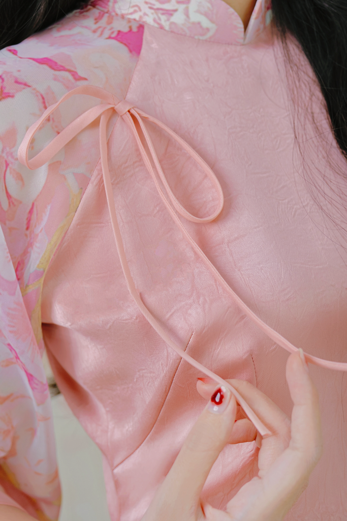 Áo dài Phương Hoa Xuân - Hồng ửng hoa trà