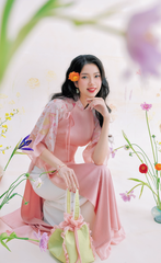Áo dài Phương Hoa Xuân - Hồng ửng hoa trà