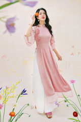 Áo dài Phương Hoa Xuân - Hồng ửng hoa trà