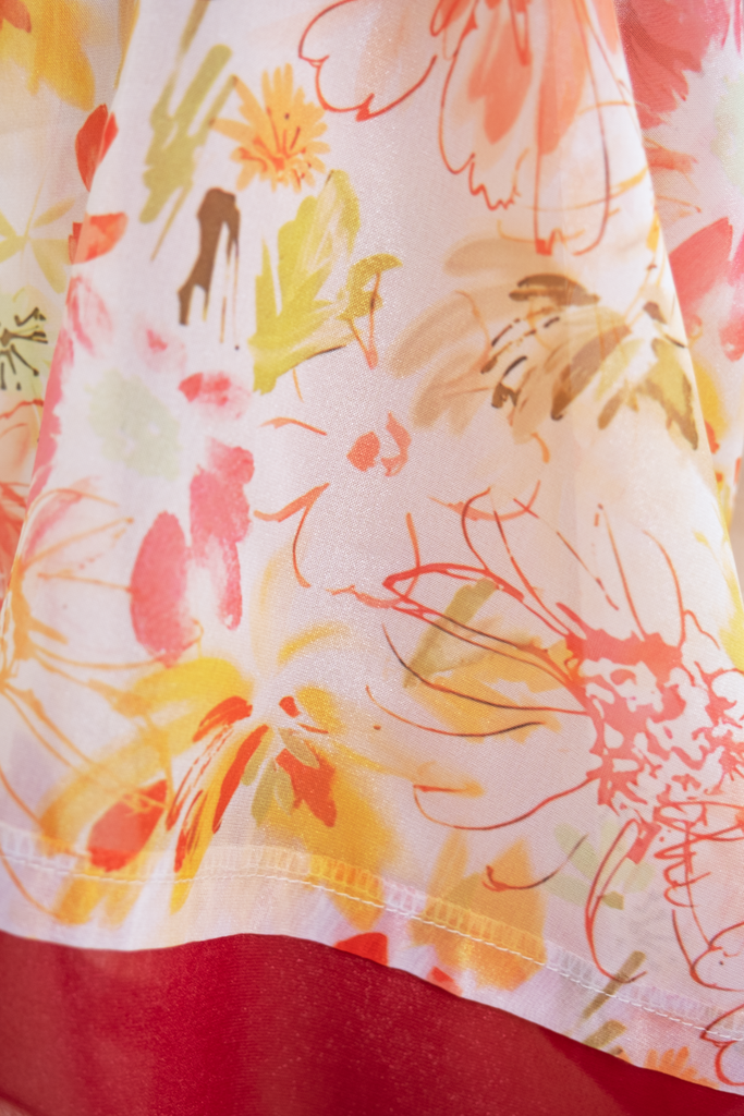 Áo dài Phương Hoa Xuân - Kem nhạt hoa chùm