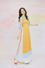 Áo dài Phương Hoa Xuân - Vàng nắng hoa xanh