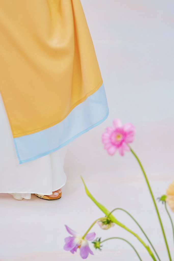 Áo dài Phương Hoa Xuân - Vàng nắng hoa xanh