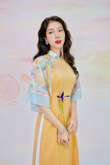 Áo dài Phương Hoa Xuân - Vàng nắng hoa xanh