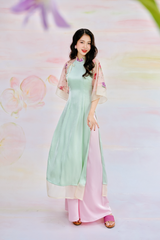 Áo dài Phương Hoa Xuân - Xanh mint hoa hồng