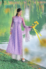 Áo dài dáng suôn Sớm Xuân - Tím hoa nhỏ