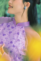 Áo dài dáng suôn Sớm Xuân - Tím hoa nhỏ