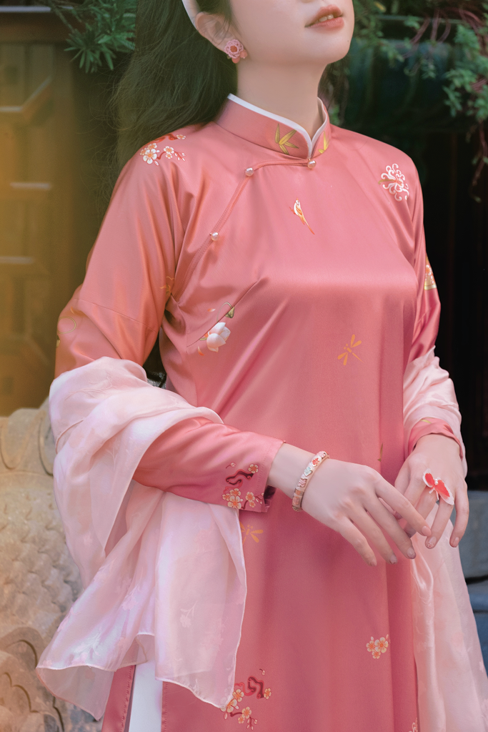 Áo dài tay chẽn Ỷ Xuân Phong - Hồng vỏ đỗ