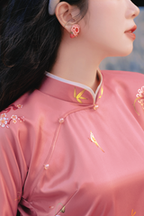 Áo dài tay chẽn Ỷ Xuân Phong - Hồng vỏ đỗ