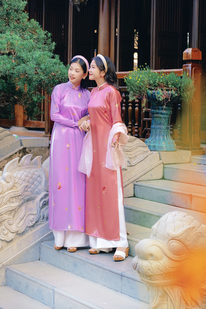 Áo dài tay chẽn Ỷ Xuân Phong - Tím