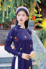 Áo dài tay chẽn Ỷ Xuân Phong - Xanh ánh tím