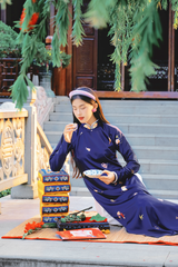 Áo dài tay chẽn Ỷ Xuân Phong - Xanh ánh tím