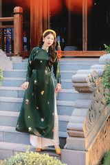 Áo dài tay chẽn Ỷ Xuân Phong - Xanh lá đậm