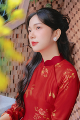Áo dài cách tân Xuân Y - Lựu đỏ râm bụt
