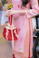 Áo dài cách tân Xuân Y - Sen hồng pháo nổ