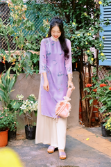 Áo dài cách tân Xuân Y - Súng tím én xanh