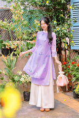 Áo dài cách tân Xuân Y - Súng tím én xanh