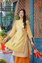 Áo dài cách tân Xuân Y - Thị vàng mai nở