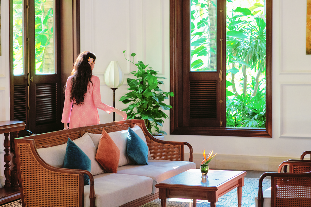 Áo dài lụa tơ tằm Dáng suôn Phúc Thọ - Cam đào