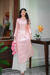 Áo dài lụa tơ tằm Dáng suôn Phúc Thọ - Hồng phấn