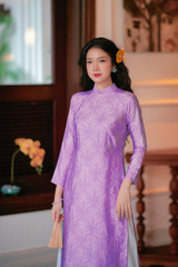 Áo dài lụa tơ tằm Dáng suôn Phúc Thọ - Tím Huế