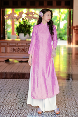 Áo dài lụa tơ tằm Dáng suôn Phúc Thọ - Tím phong lan