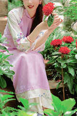 Áo dài linen Thanh Cẩm cổ đứng