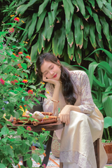 Áo dài linen Thanh Chi cổ đứng