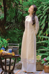 Áo dài linen Thanh Chi cổ đứng