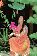 Áo dài linen Thanh Đài cổ đứng