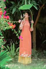 Áo dài linen Thanh Đài cổ đứng