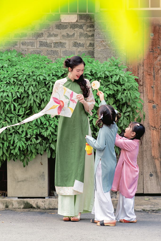 Áo dài linen Thanh Diệp cổ đứng