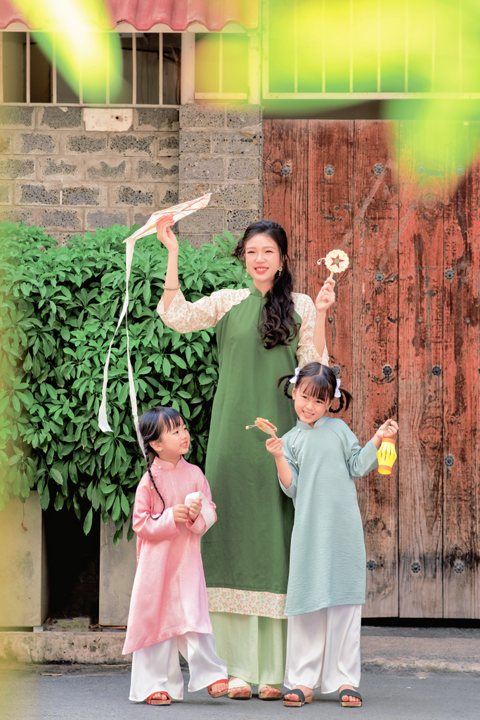 Áo dài linen Thanh Diệp cổ đứng