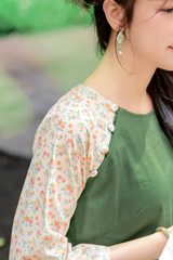 Áo dài linen Thanh Diệp cổ tròn