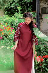 Áo dài linen Thanh Đoan cổ đứng