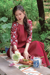 Áo dài linen Thanh Đoan cổ tròn