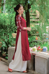 Áo dài linen Thanh Đoan cổ tròn