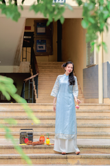 Áo dài linen Thanh Dung cổ đứng