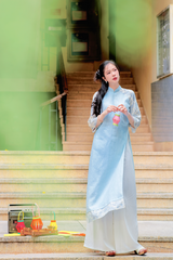 Áo dài linen Thanh Dung cổ đứng