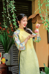 Áo dài linen Thanh Hạ cổ đứng