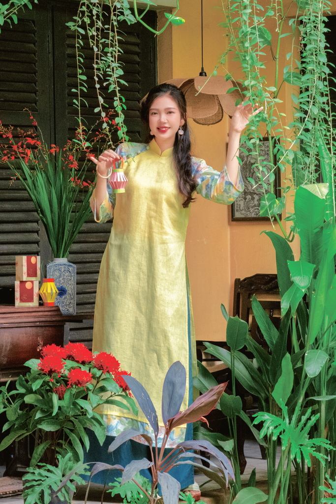 Áo dài linen Thanh Hạ cổ đứng